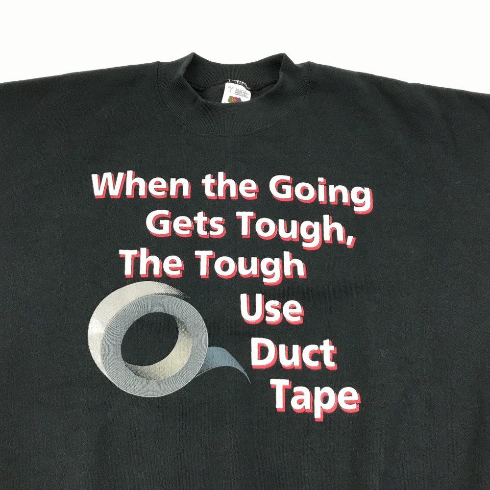 VINTAGE Duct Tape Sweatshirt Black Sweater Men's - Picture 3 of 5